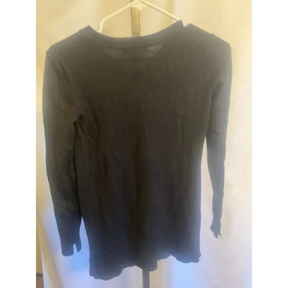 DKNY Jeans Women's Black V Neck Knit Sweater Long Sleeve XS